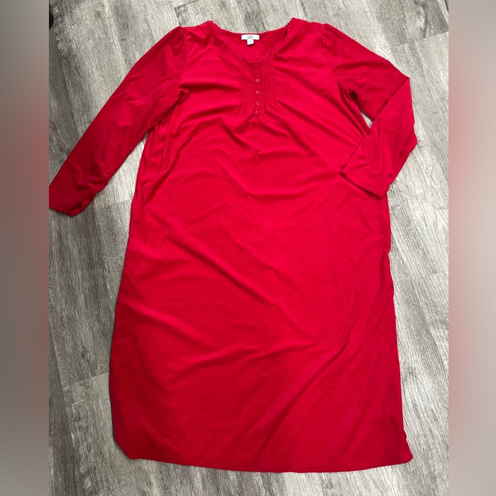 Croft & Barrow red crushed velvet red long sleeve full length nightgown XXL